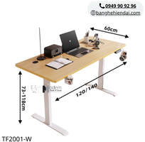Bàn làm việc công thái học nâng hạ 3 cấp độ TF2001 tại HCM