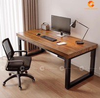 2 Bàn Làm Việc Tại Nhà Gỗ Tự Nhiên Kết Hợp Chân Sắt Hiện Đại