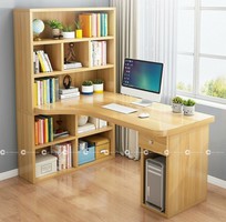 2 Bàn Làm Việc Tại Nhà Gỗ MDF Chữ L Kết Hợp Kệ Sách Đa Năng