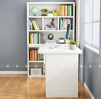 Bàn Làm Việc Tại Nhà Gỗ MDF Chữ L Kết Hợp Kệ Sách Đa Năng