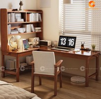2 Bàn Làm Việc Tại Nhà Gỗ Sồi Tự Nhiên Kết Hợp Giá Sách Hiện Đại