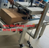 Máy dán băng keo thùng carton, máy dán thùng mặt trên mặt dưới, máy dán thùng bán tự động