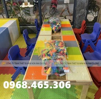 Bàn chơi lego cho bé, bàn lego trẻ em bằng gỗ