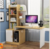 2 Bàn Làm Việc Tại Nhà Gỗ MDF Kết Hợp Kệ Sách Thông Minh