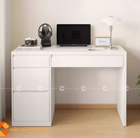 2 Bàn Làm Việc Gỗ MDF Tại Nhà Màu Trắng Có Hộc Kéo Nhỏ Gọn