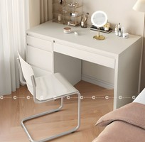 Bàn Làm Việc Gỗ MDF Tại Nhà Màu Trắng Có Hộc Kéo Nhỏ Gọn