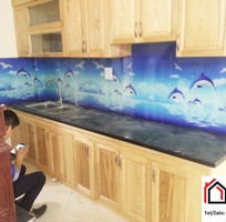 Kính ốp bếp 3D hoa văn   Giải pháp decor bếp cực sang