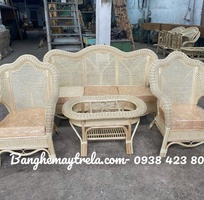Sofa mây tự nhiên lưới mắt cáo- Bàn ghế mây phòng khách