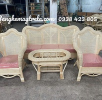 1 Sofa mây tự nhiên lưới mắt cáo- Bàn ghế mây phòng khách