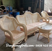 2 Sofa mây tự nhiên lưới mắt cáo- Bàn ghế mây phòng khách