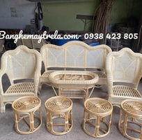 3 Sofa mây tự nhiên lưới mắt cáo- Bàn ghế mây phòng khách