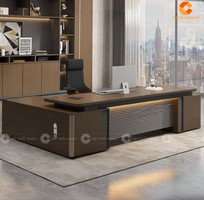 2 Bàn Giám Đốc Gỗ MDF Chữ L Màu Nâu Sang Trọng Hiện Đại
