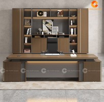 1 Bàn Giám Đốc Gỗ MDF Chữ L Màu Nâu Sang Trọng Hiện Đại
