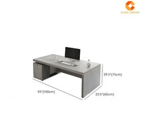 2 Bàn Giám Đốc Gỗ Công Nghiệp MDF Màu Xám Kết Hợp Tủ Lưu Trữ