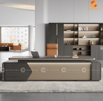 1 Mẫu Bàn Giám Đốc Gỗ Công Nghiệp Chữ L Màu Xám Quyền Lực