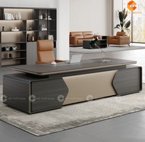 Mẫu Bàn Giám Đốc Gỗ Công Nghiệp Chữ L Màu Xám Quyền Lực