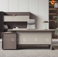 2 Bàn Giám Đốc Gỗ Công Nghiệp Chữ L Có Hệ Tủ Lưu Trữ Gọn Gàng