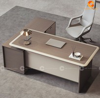 Bàn Giám Đốc Gỗ Công Nghiệp Chữ L Có Hệ Tủ Lưu Trữ Gọn Gàng