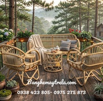 2 Bàn ghế sofa mây tay cuộn phòng khách