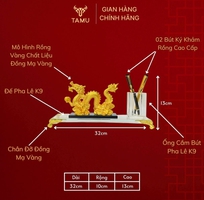 2 Hộp Cắm Bút Rồng Vàng Kim Long Phú Quý   Decor Bàn Làm Việc Cao Cấp Cho Lãnh Đạo Văn Phòng Công Sở