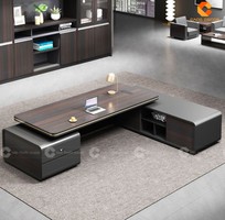 2 Bàn Giám Đốc Gỗ Công Nghiệp MDF Chữ L Màu Đen Quyền Lực