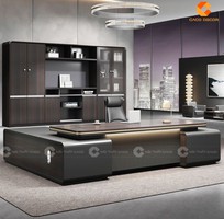 Bàn Giám Đốc Gỗ Công Nghiệp MDF Chữ L Màu Đen Quyền Lực
