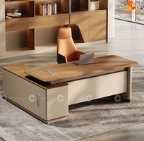 2 Bàn Giám Đốc Gỗ Tự Nhiên Chữ L Kèm Tủ Phụ Đẹp Sang Trọng