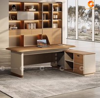 1 Bàn Giám Đốc Gỗ Tự Nhiên Chữ L Kèm Tủ Phụ Đẹp Sang Trọng