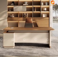 Bàn Giám Đốc Gỗ Tự Nhiên Chữ L Kèm Tủ Phụ Đẹp Sang Trọng