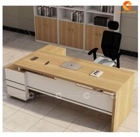 2 Bàn Giám Đốc Gỗ Công Nghiệp MDF Phủ Melamine Kèm Tủ Phụ Lưu Trữ
