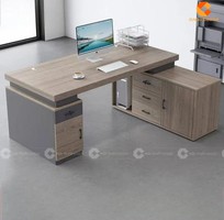 Bàn Giám Đốc Gỗ Công Nghiệp MDF Phủ Melamine Kèm Tủ Phụ Lưu Trữ