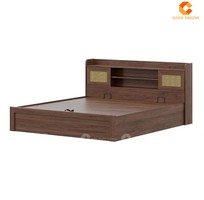 1 Giường Ngủ Gỗ Công Nghiệp Chân Thấp Tích Hợp Kệ Trang Trí Hiện Đại