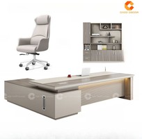 Bàn Giám Đốc Gỗ MDF Chữ L Hiện Đại Có Tủ Lưu Trữ
