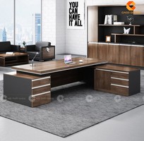 2 Bàn Giám Đốc Chữ L Vân Gỗ MDF Nâu Sang Trọng, Chuyên Nghiệp