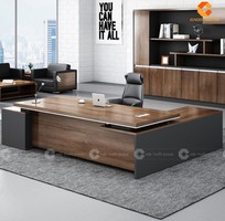 1 Bàn Giám Đốc Chữ L Vân Gỗ MDF Nâu Sang Trọng, Chuyên Nghiệp