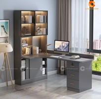 2 Bàn Giám Đốc Kết Hợp Kệ Sách Gỗ MDF Tối Ưu Công Năng