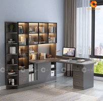 Bàn Giám Đốc Kết Hợp Kệ Sách Gỗ MDF Tối Ưu Công Năng