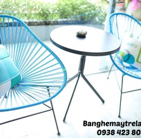 2 Bàn ghế ban công đan dây nhựa
