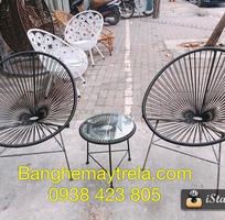 6 Bàn ghế ban công đan dây nhựa