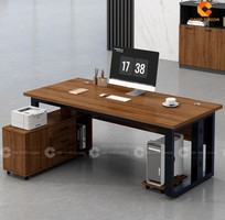1 Bàn GIám Đốc MDF Thiết Kế Chân Sắt Kèm Tủ Phụ Hiện Đại Chắc Chắn