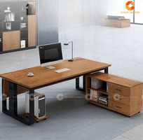 Bàn GIám Đốc MDF Thiết Kế Chân Sắt Kèm Tủ Phụ Hiện Đại Chắc Chắn