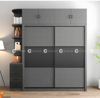 1 Tủ Quần Áo Gỗ MDF Cửa Lùa Tone Đen Thanh Lịch Tinh Tế