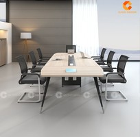 2 Mẫu Bàn Họp 8 Người Gỗ MDF Kết Hợp Chân Sắt Hiện Đại