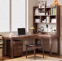2 Bàn Làm Việc Tại Nhà Gỗ Sồi Tự Nhiên Có Kệ Sách Bền Đẹp