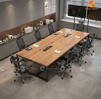 Bàn Họp Gỗ MDF Phủ Melamine Thiết Kế Chữ Nhật Cho 8 Người