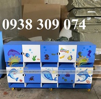 1 Tủ cặp dép mầm non 8 ô, tủ đựng balo mầm non