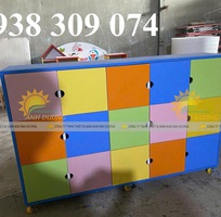 2 Tủ cặp dép mầm non 8 ô, tủ đựng balo mầm non