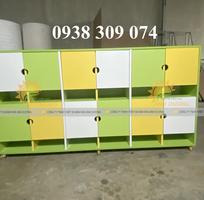 4 Tủ cặp dép mầm non 8 ô, tủ đựng balo mầm non