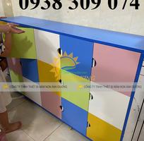 5 Tủ cặp dép mầm non 8 ô, tủ đựng balo mầm non