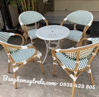 4 Ghế cafe mây nhựa khung nhôm